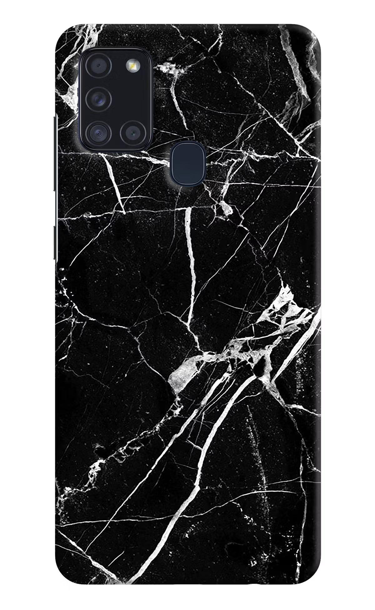 Black Marble Pattern Samsung A21s Hard Case Back Cover by Casekaro