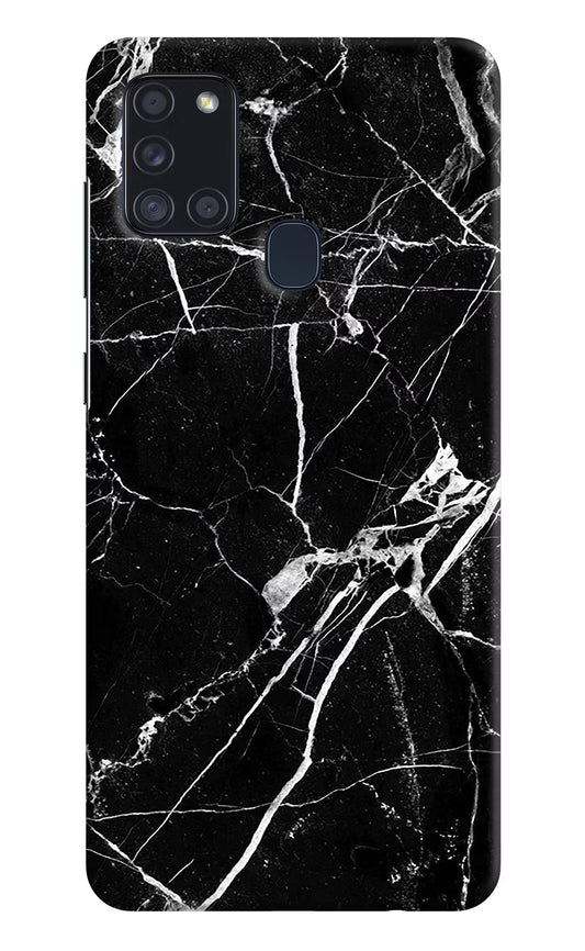 Black Marble Pattern Samsung A21s Hard Case Back Cover by Casekaro