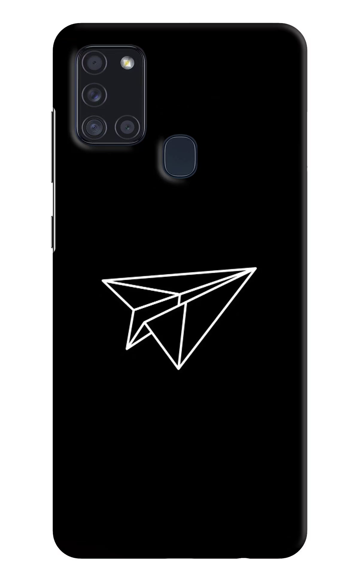 Paper Plane White Samsung A21s Hard Case Back Cover by Casekaro