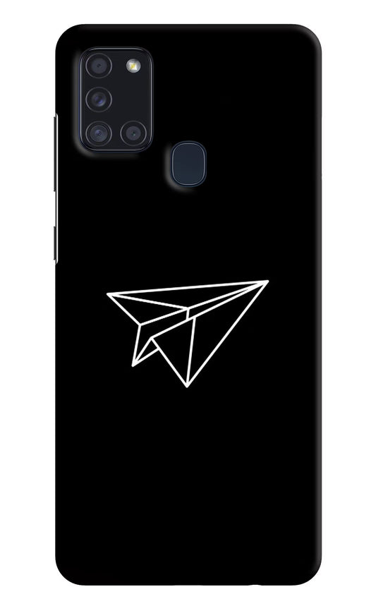 Paper Plane White Samsung A21s Hard Case Back Cover by Casekaro