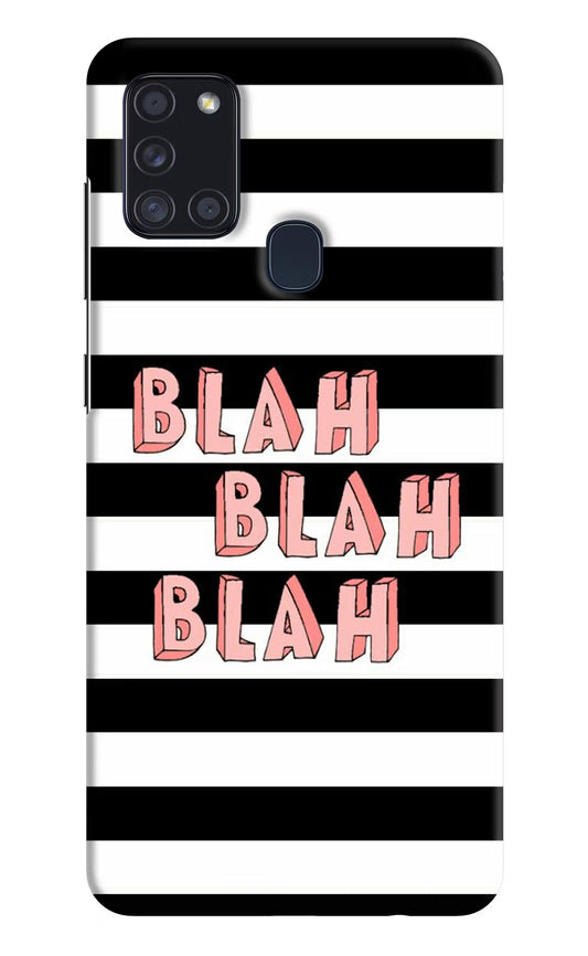 Blah Blah Blah Samsung A21s Hard Case Back Cover by Casekaro