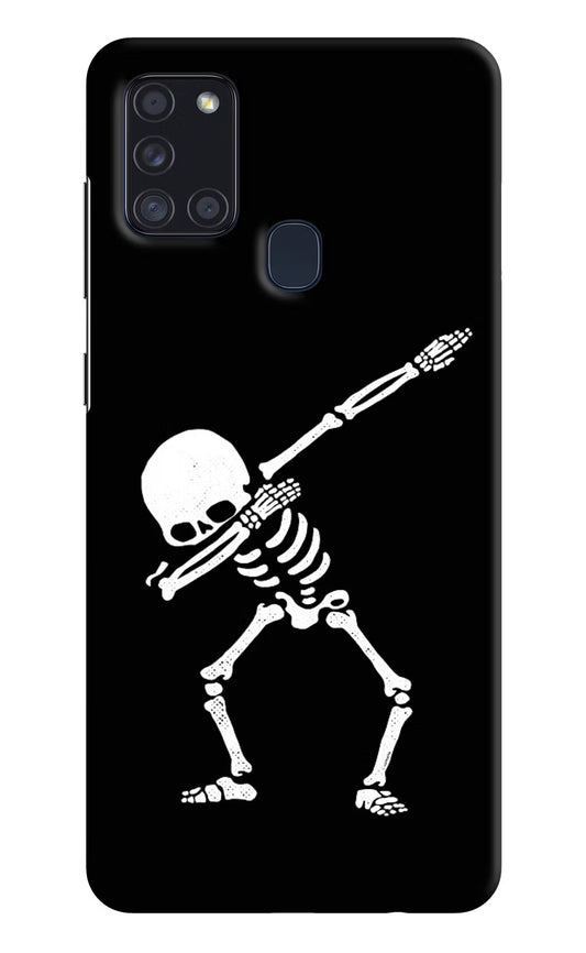 Dabbing Skeleton Art Samsung A21s Hard Case Back Cover by Casekaro