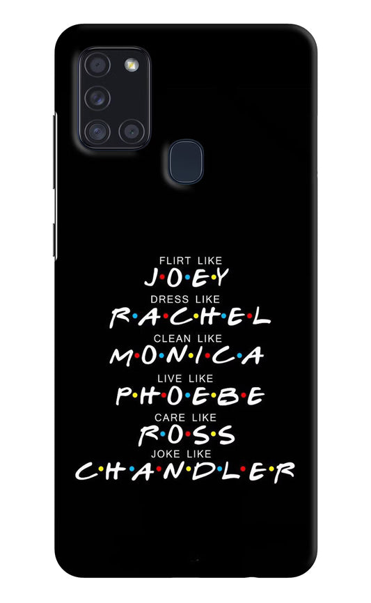 FRIENDS Character Samsung A21s Hard Case Back Cover by Casekaro