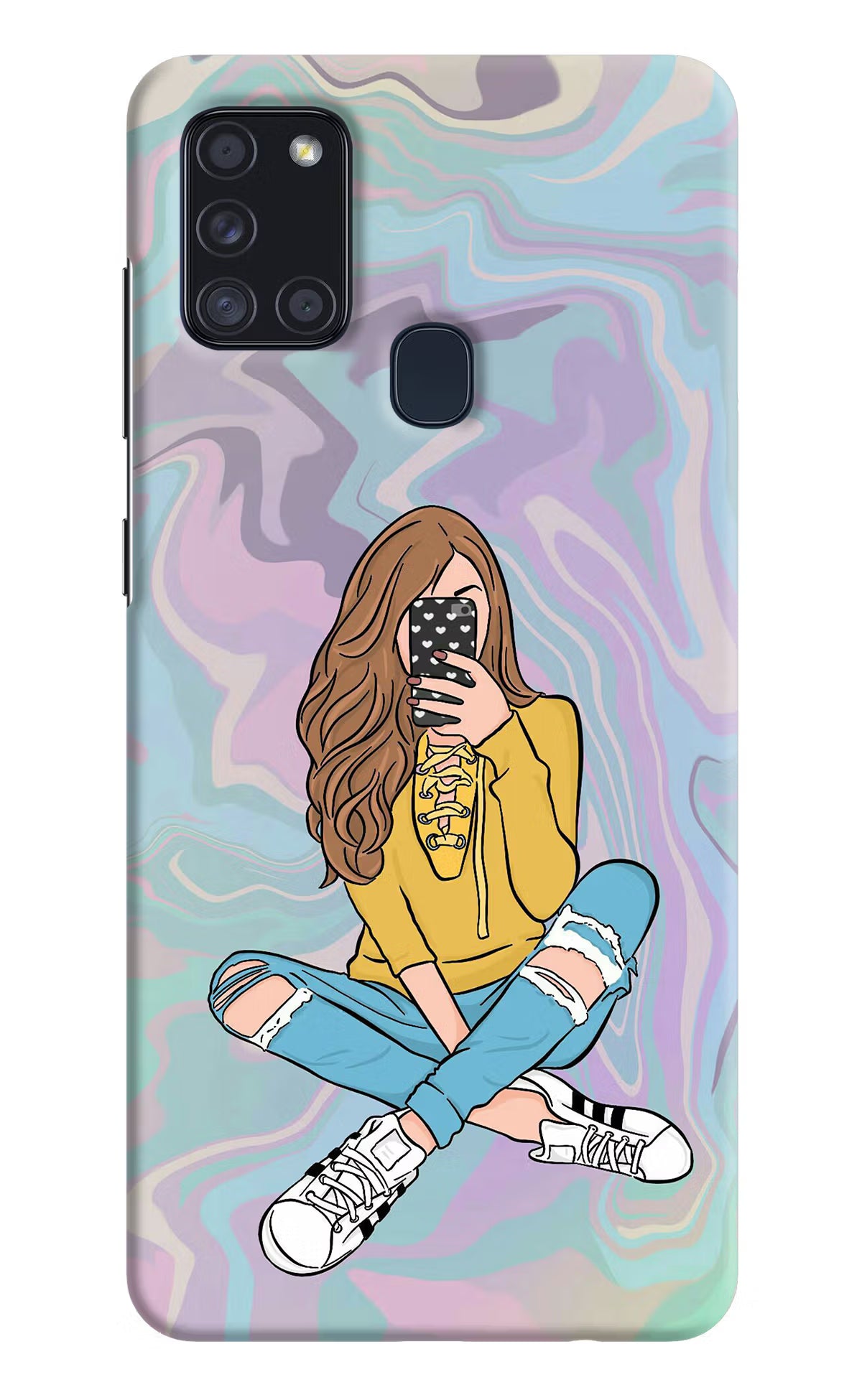 Selfie Girl Samsung A21s Hard Case Back Cover by Casekaro