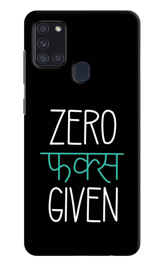 Zero Fucks Given Samsung A21s Hard Case Back Cover by Casekaro