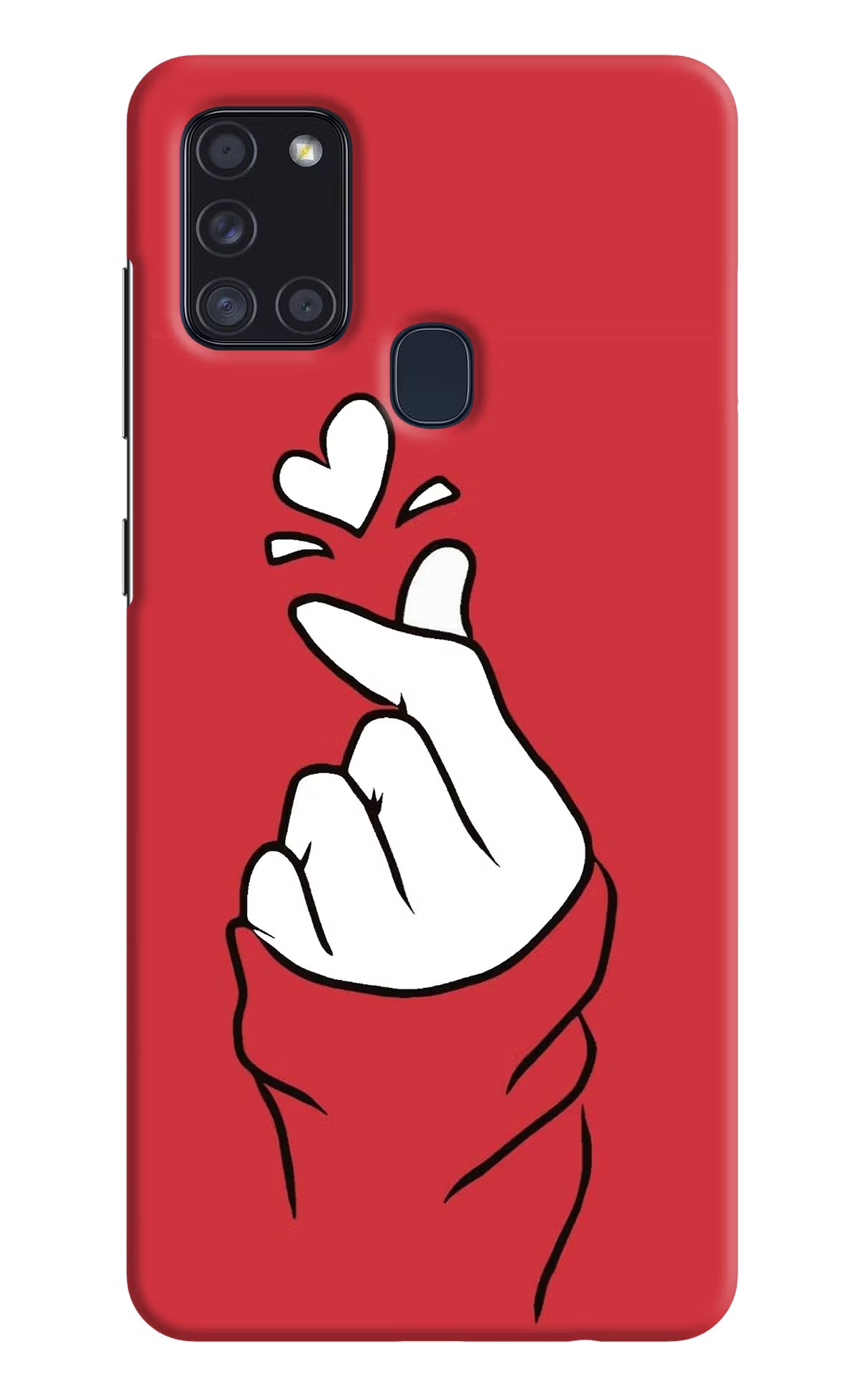 Korean Love Sign Samsung A21s Hard Case Back Cover by Casekaro