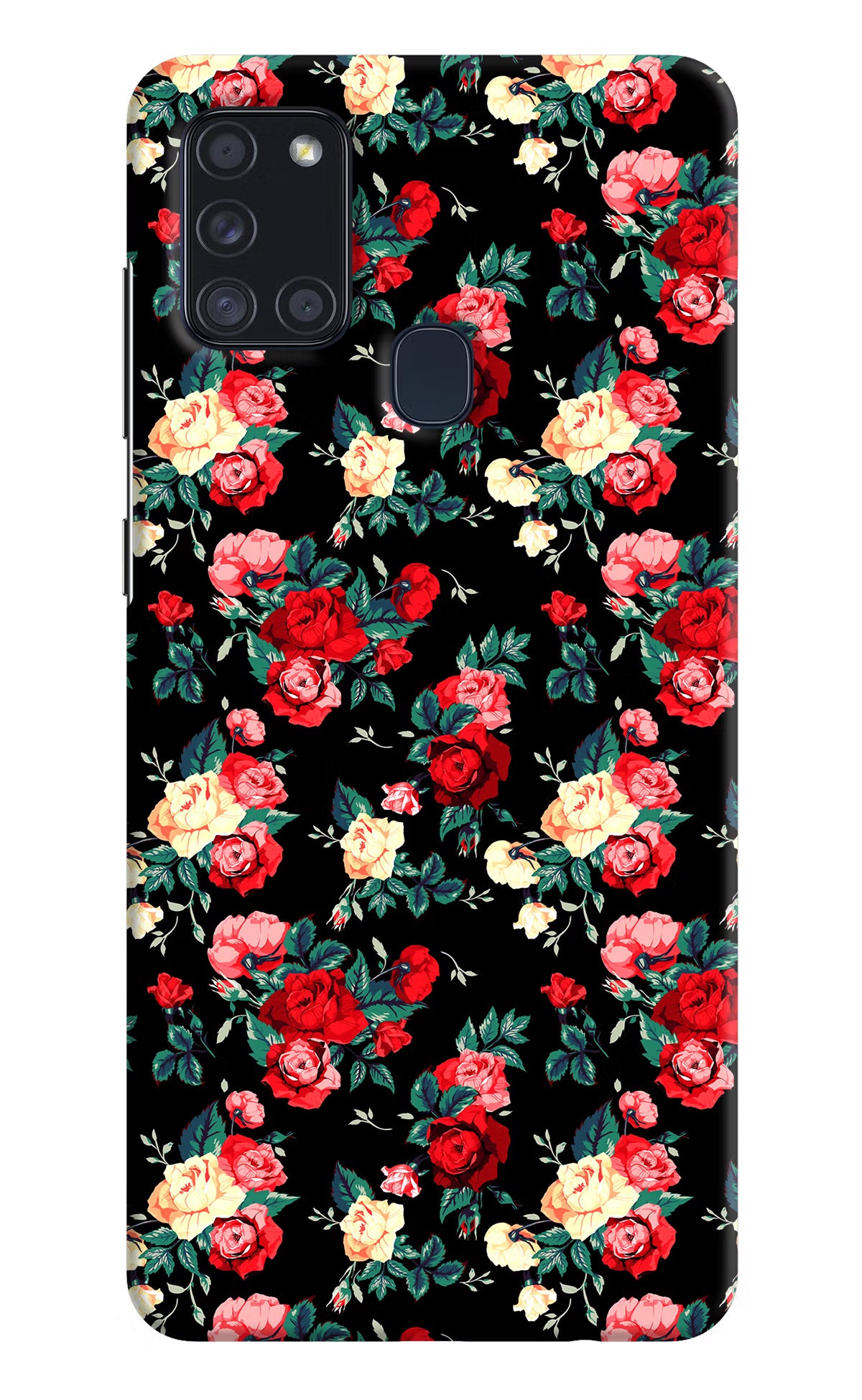 Rose Pattern Samsung A21s Hard Case Back Cover by Casekaro