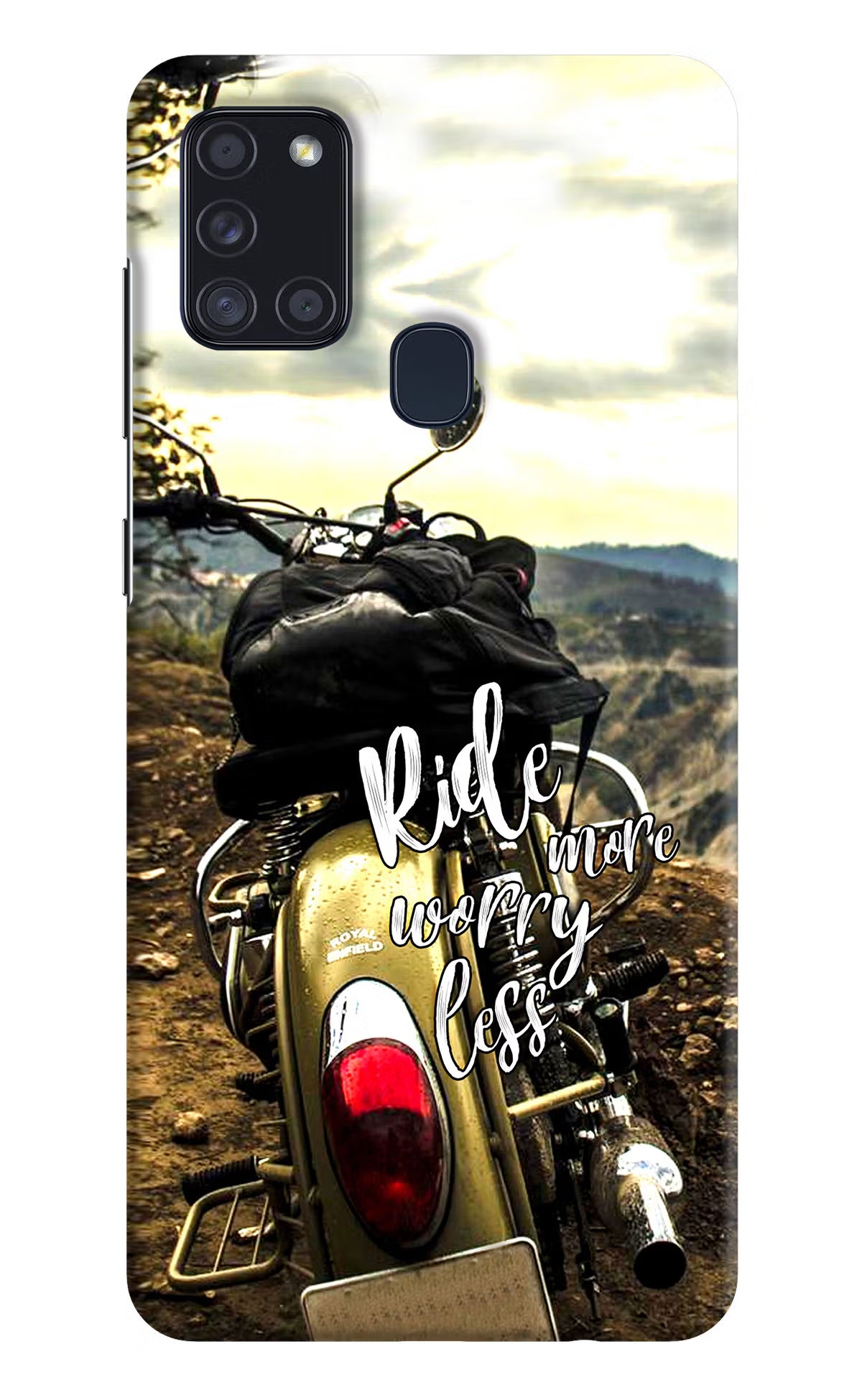 Ride More Worry Less Samsung A21s Hard Case Back Cover by Casekaro