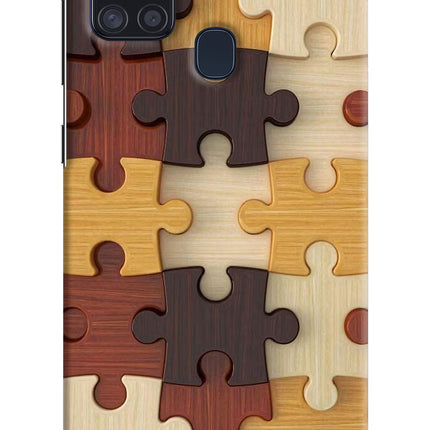 Wooden Puzzle Samsung A21s Hard Case Back Cover by Casekaro