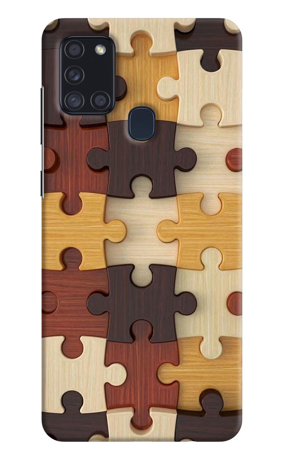 Wooden Puzzle Samsung A21s Hard Case Back Cover by Casekaro