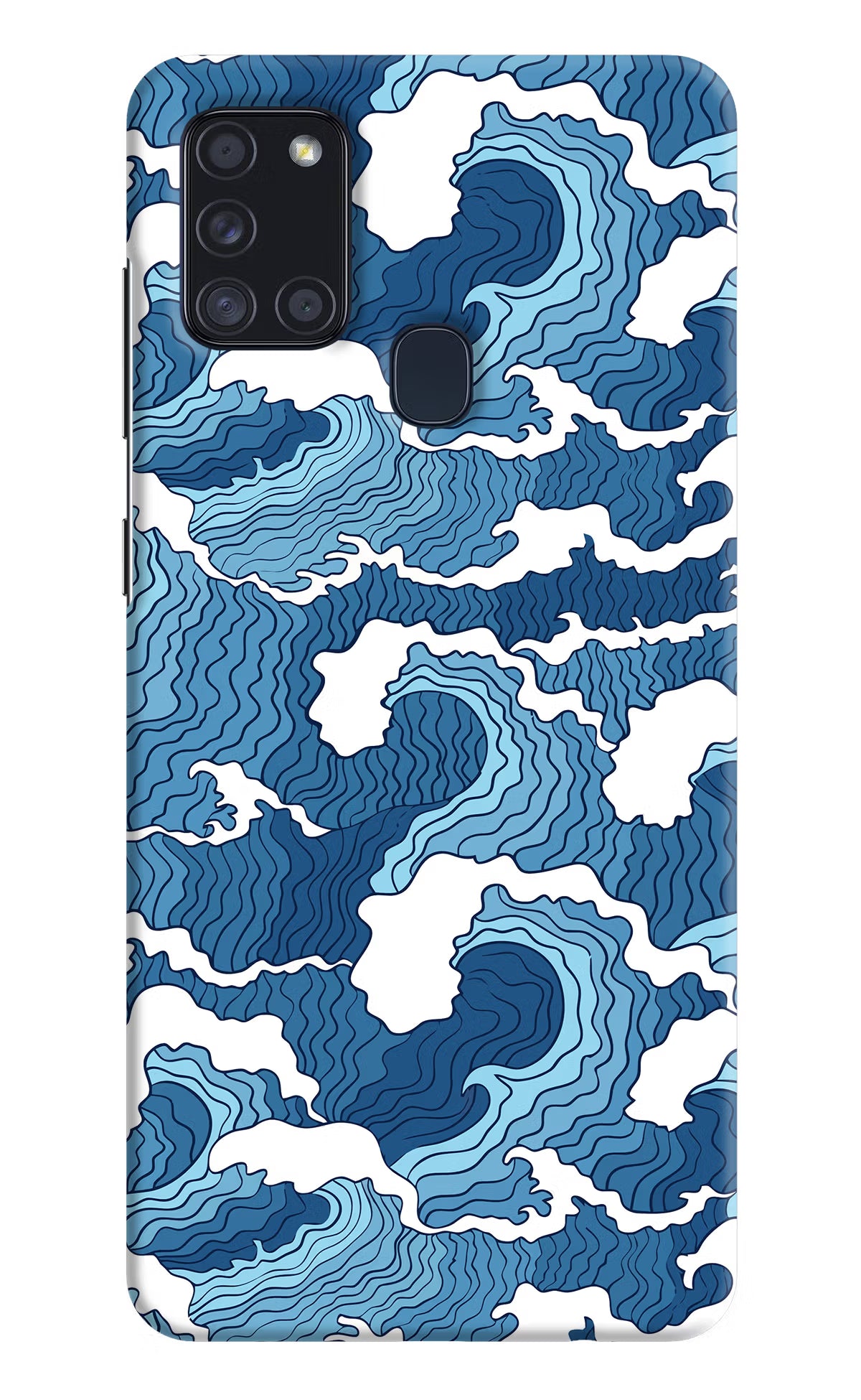 Blue Waves Samsung A21s Hard Case Back Cover by Casekaro