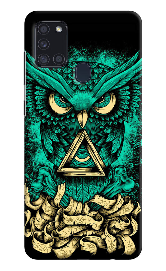 Green Owl Samsung A21s Hard Case Back Cover by Casekaro
