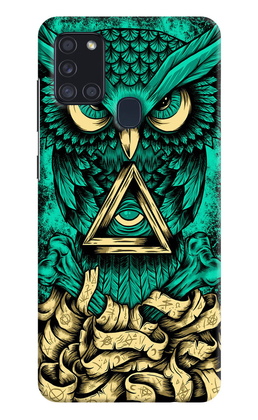 Green Owl Samsung A21s Hard Case Back Cover by Casekaro