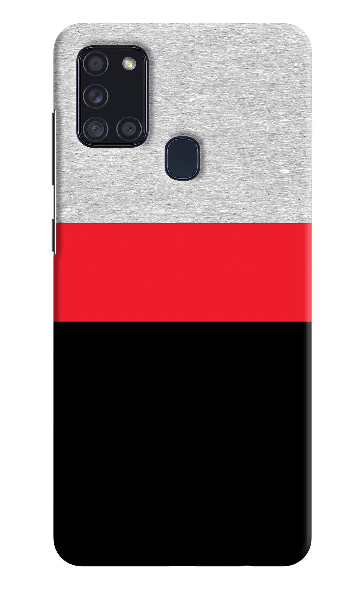 Tri Color Pattern Samsung A21s Hard Case Back Cover by Casekaro
