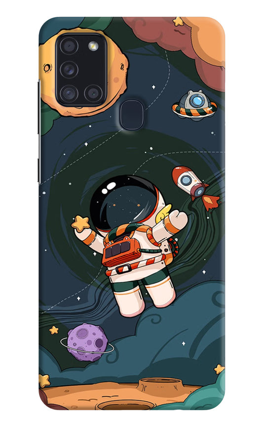 Cartoon Astronaut Samsung A21s Hard Case Back Cover by Casekaro