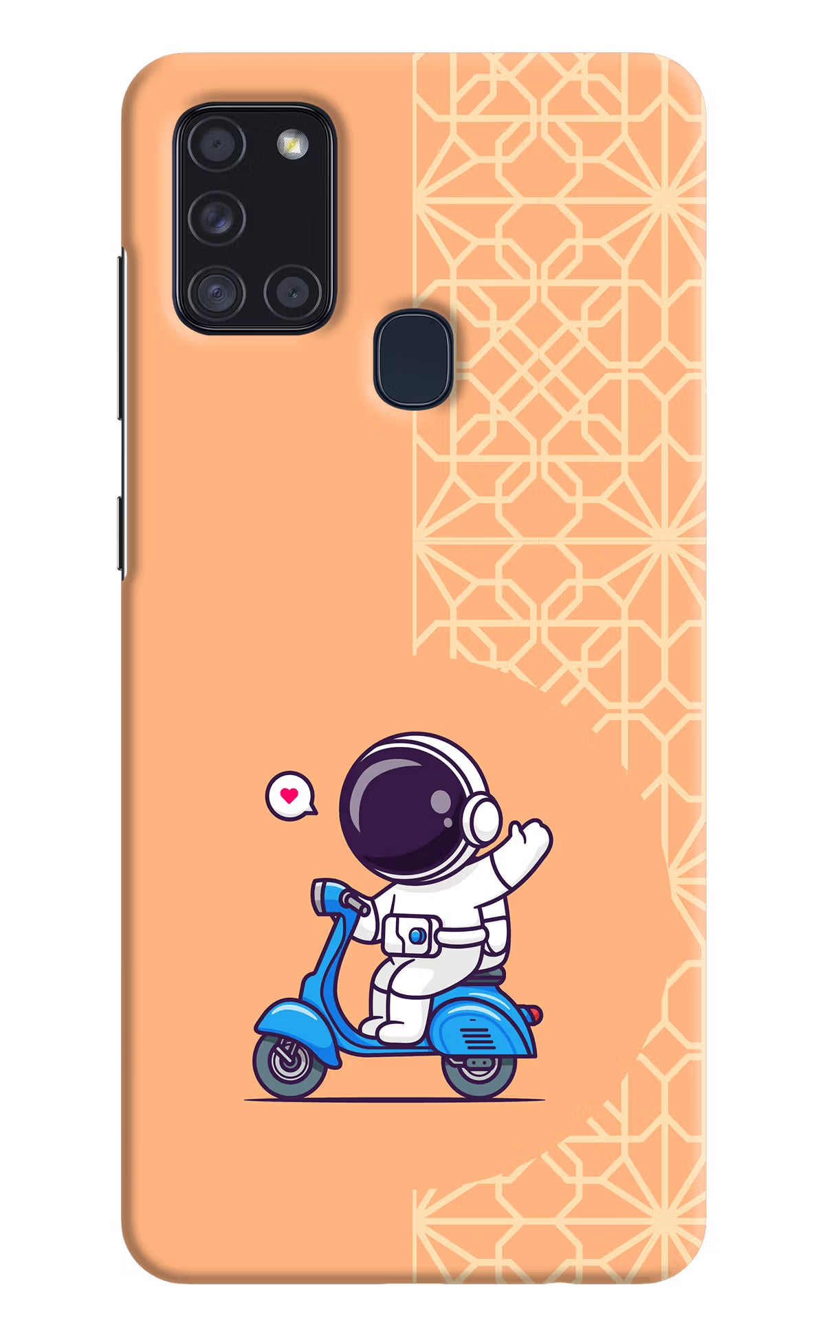 Cute Astronaut Riding Samsung A21s Hard Case Back Cover by Casekaro