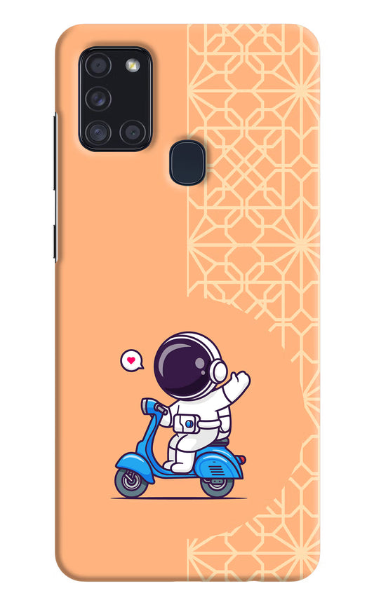 Cute Astronaut Riding Samsung A21s Hard Case Back Cover by Casekaro