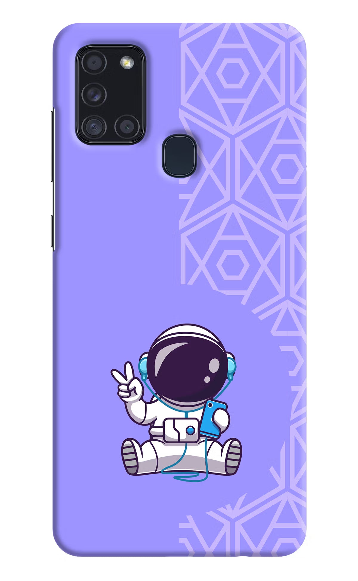 Cute Astronaut Chilling Samsung A21s Hard Case Back Cover by Casekaro