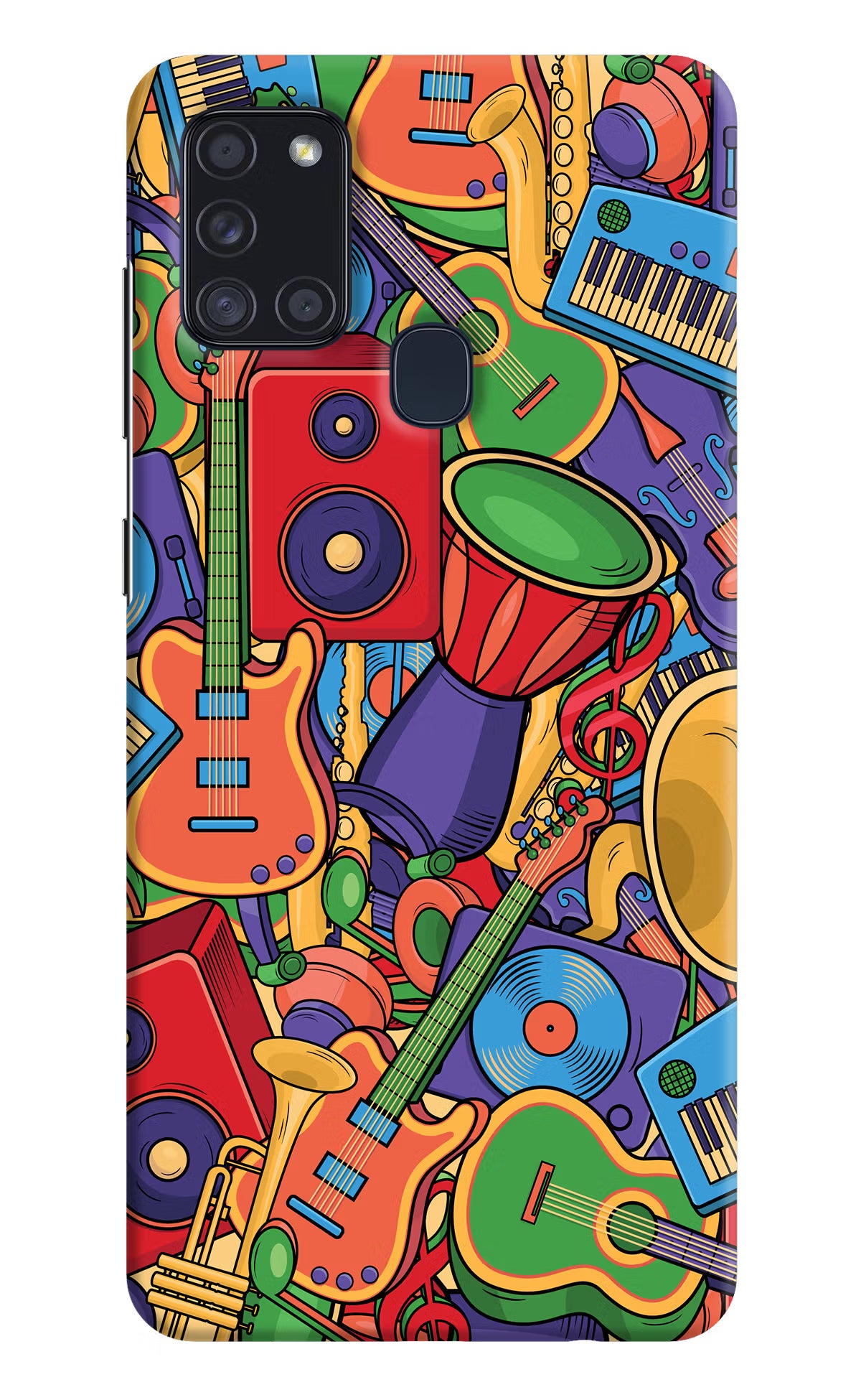 Music Instrument Doodle Samsung A21s Hard Case Back Cover by Casekaro