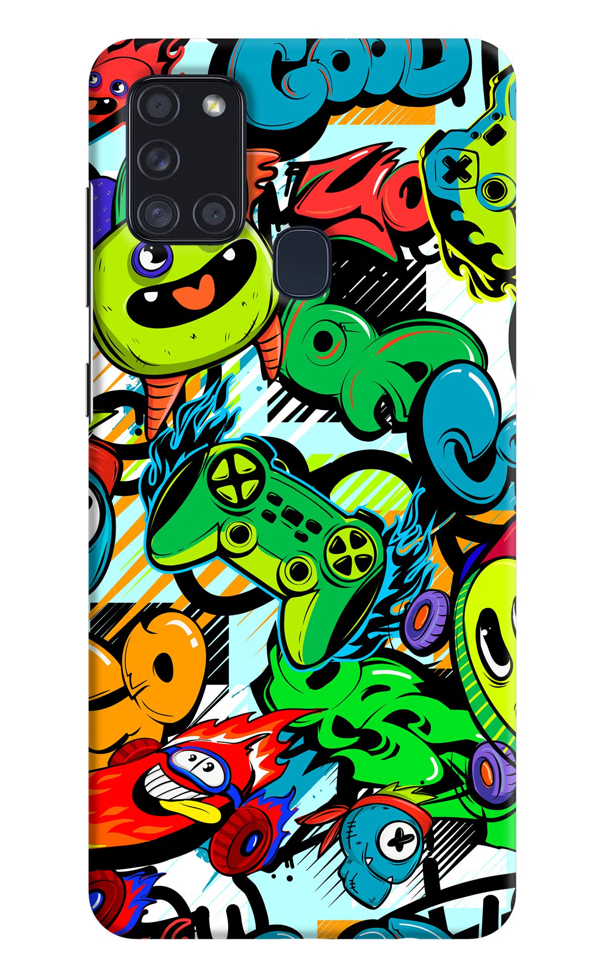 Game Doodle Samsung A21s Hard Case Back Cover by Casekaro