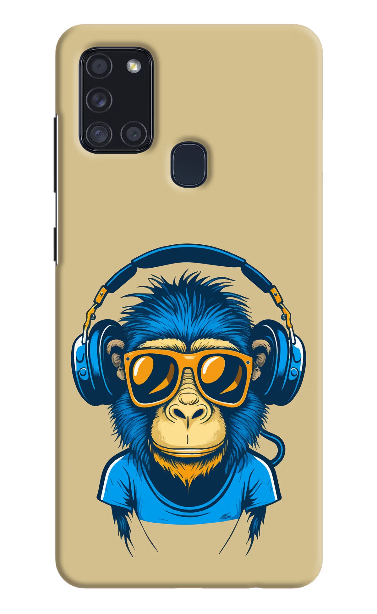 Monkey Headphone Samsung A21s Hard Case Back Cover by Casekaro