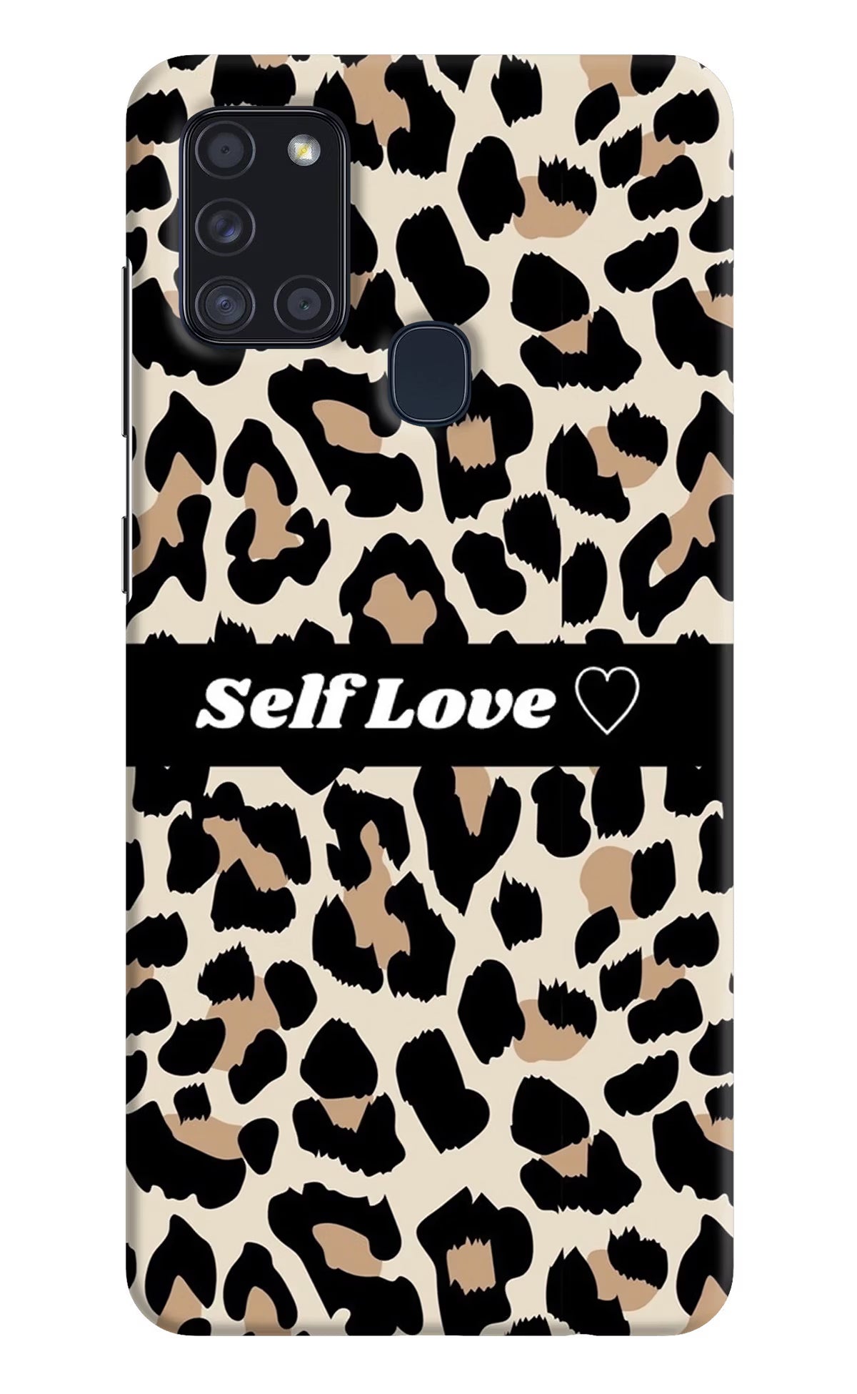 Leopard Print Self Love Samsung A21s Hard Case Back Cover by Casekaro