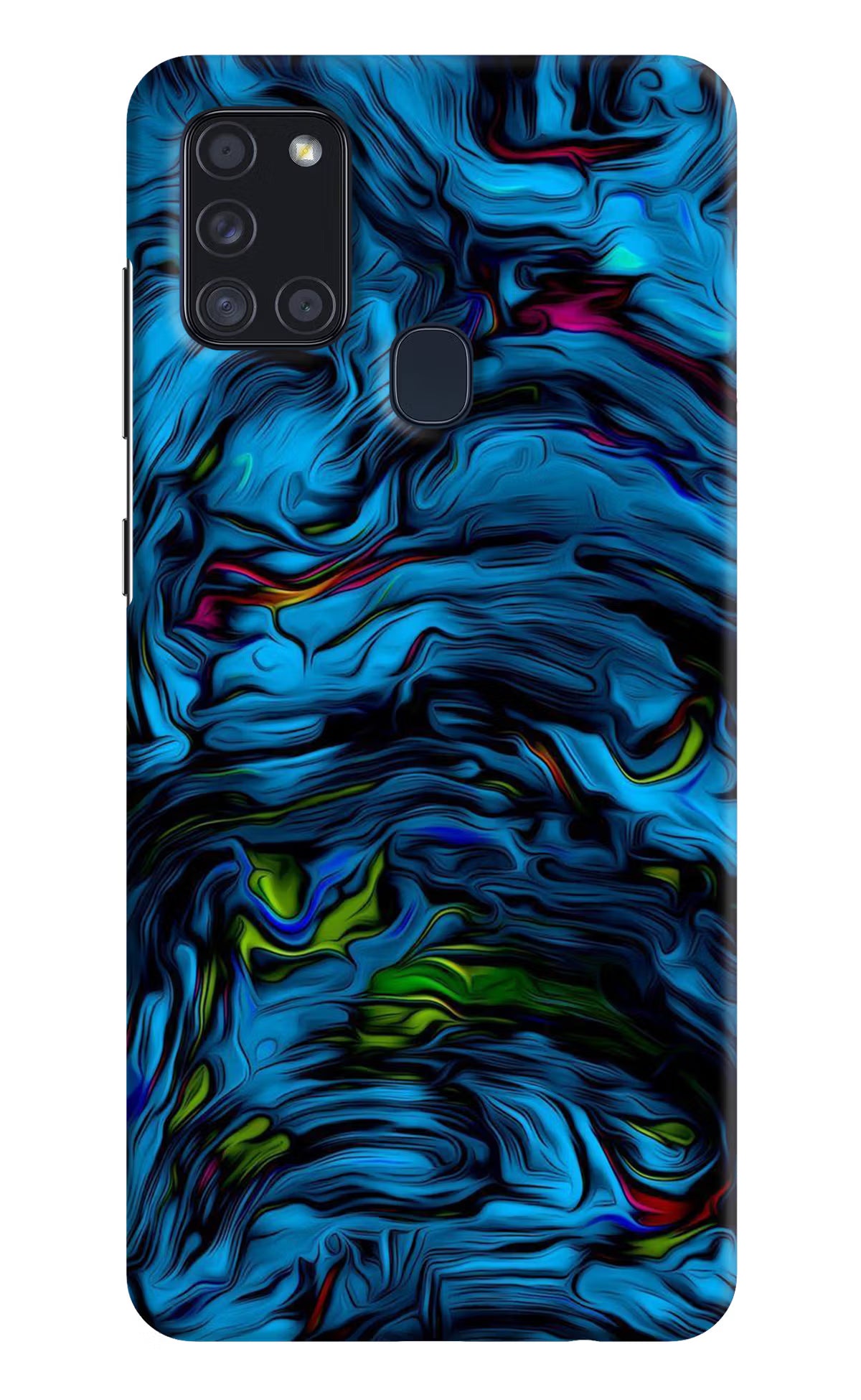 Dark Blue Abstract Samsung A21s Hard Case Back Cover by Casekaro