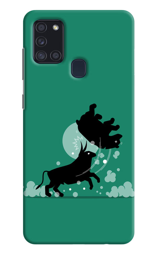 Bull Conqueror Samsung A21s Hard Case Back Cover by Casekaro