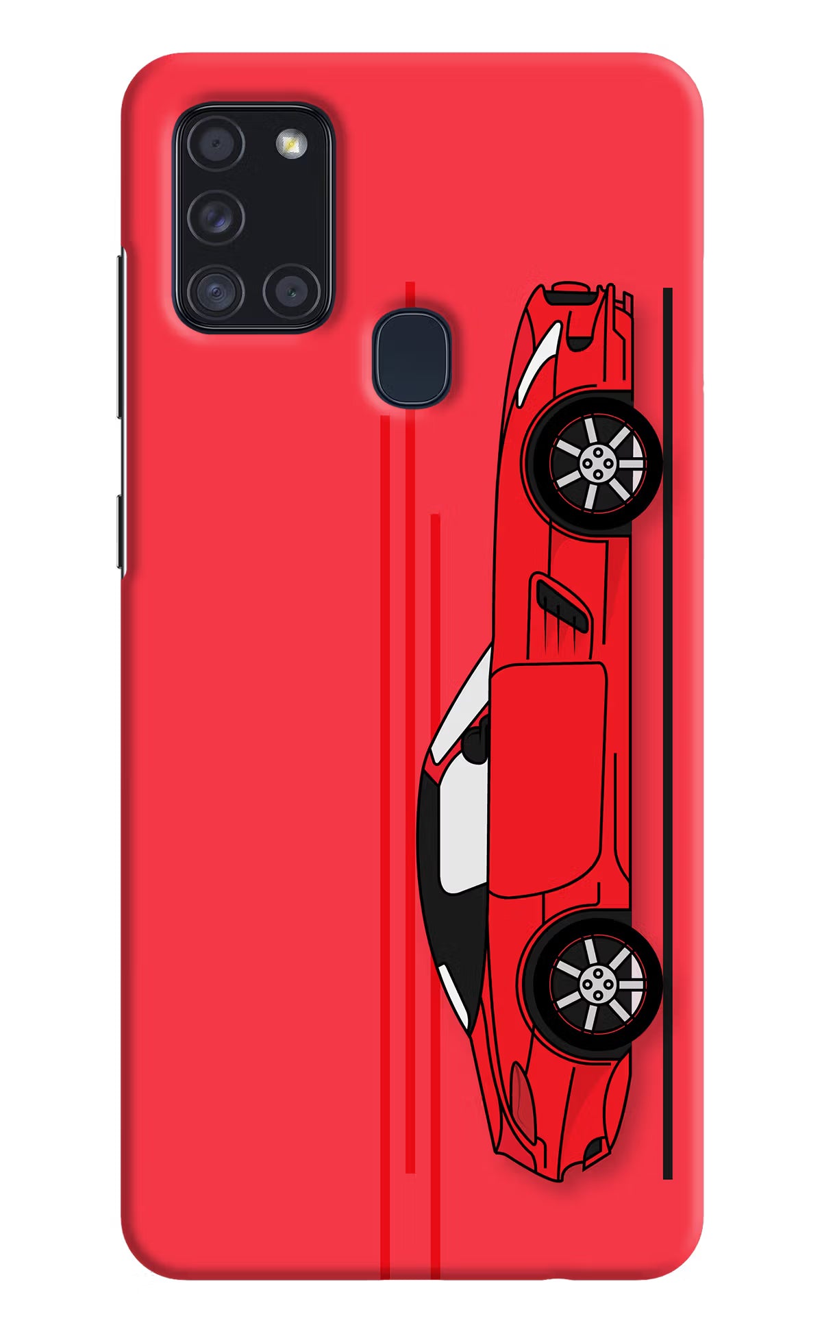 Red Velocity Samsung A21s Hard Case Back Cover by Casekaro
