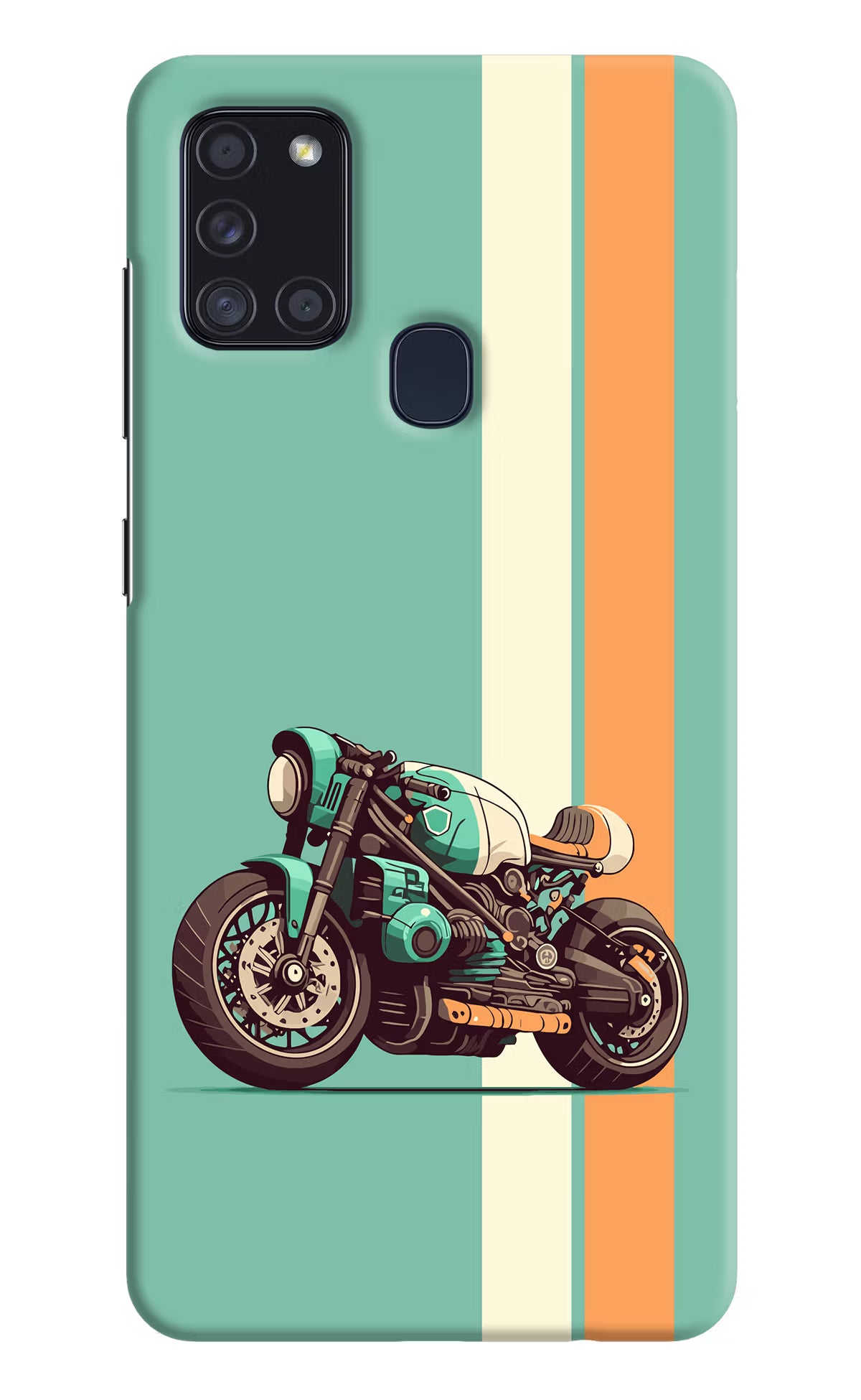 Striped Moto Drift Samsung A21s Hard Case Back Cover by Casekaro