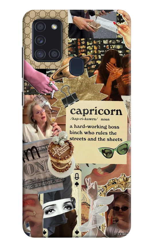 Capricorn Zodiac Samsung A21s Hard Case Back Cover by Casekaro
