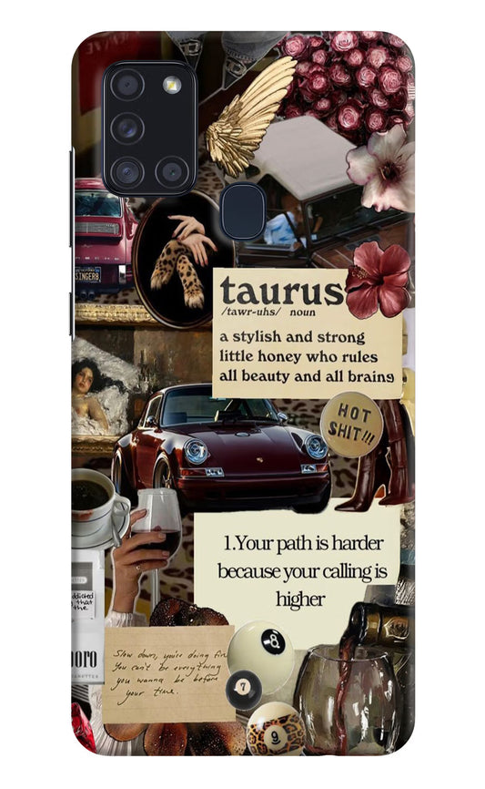 Taurus Zodiac Samsung A21s Hard Case Back Cover by Casekaro