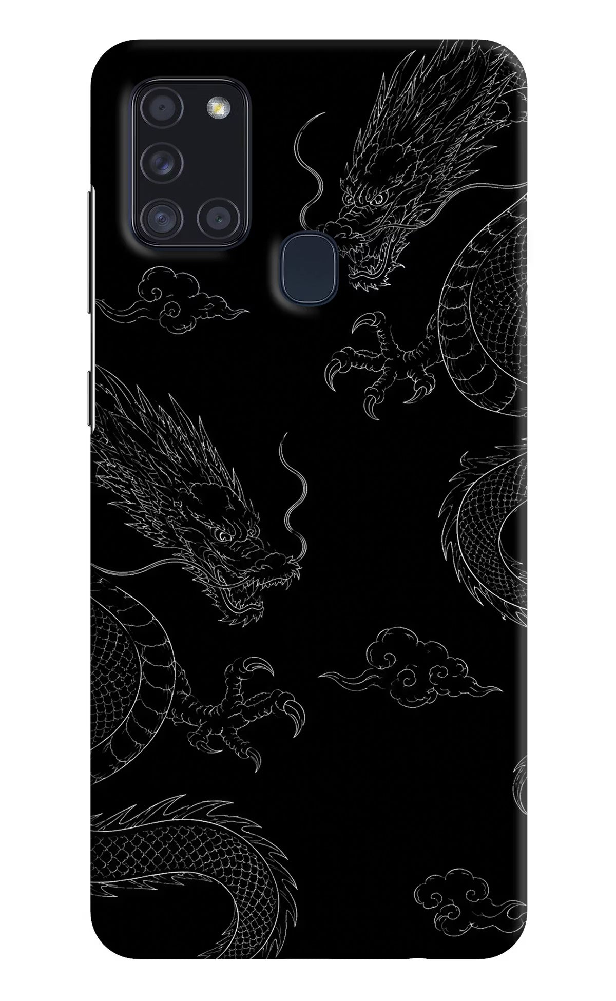 Twin Dragons Samsung A21s Hard Case Back Cover by Casekaro
