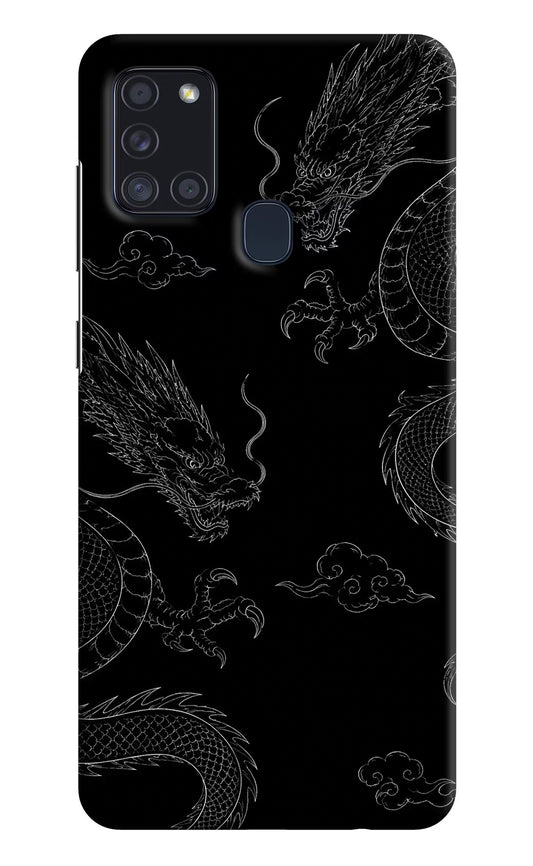Twin Dragons Samsung A21s Hard Case Back Cover by Casekaro