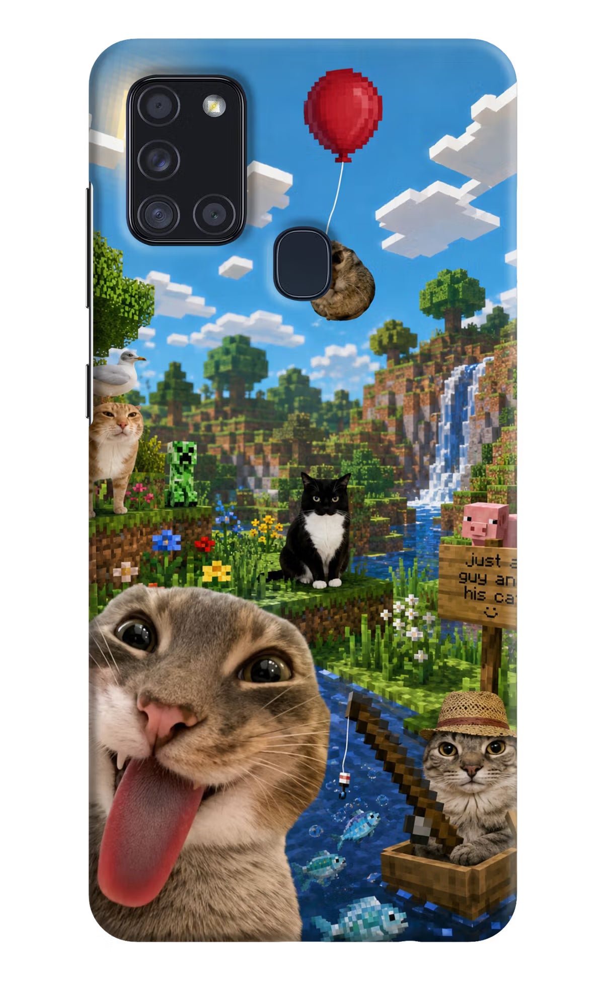 Minecraft Cat Chaos Samsung A21s Back Cover