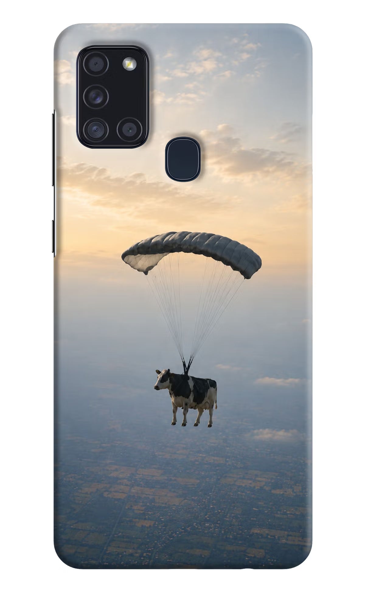 Skydiving Cow Samsung A21s Back Cover
