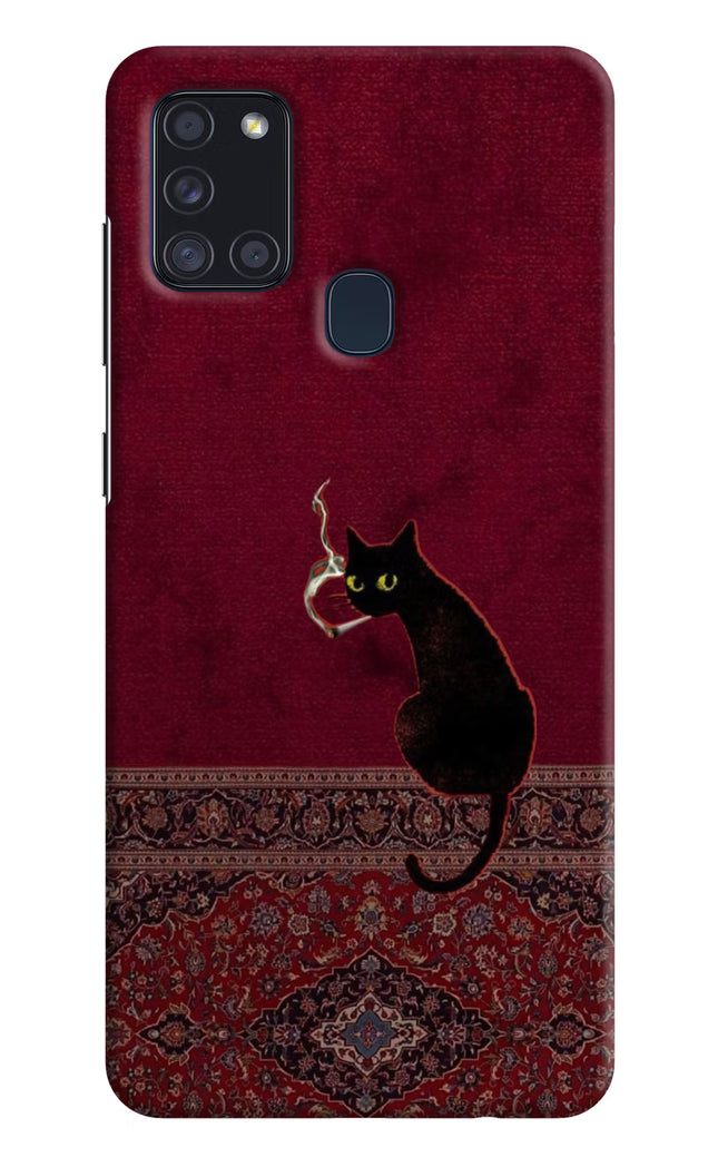 Midnight Cat Samsung A21s Hard Case Back Cover by Casekaro