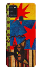 Pop Cat Samsung A21s Hard Case Back Cover by Casekaro