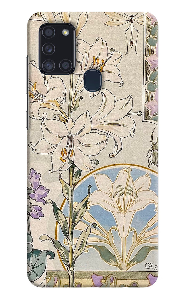 White Lily Samsung A21s Hard Case Back Cover by Casekaro