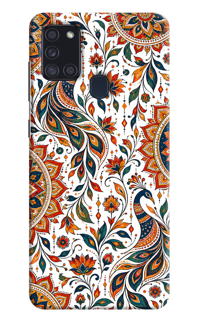 White Mayura Samsung A21s Hard Case Back Cover by Casekaro