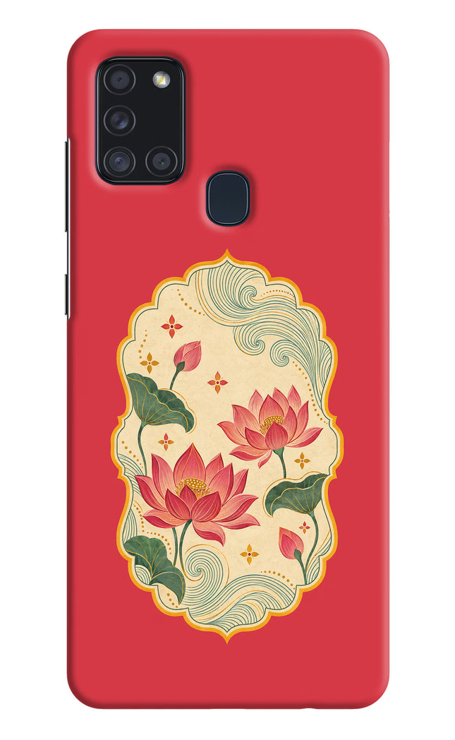 Pink Lotus Samsung A21s Hard Case Back Cover by Casekaro
