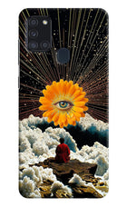 Cosmic Flower Samsung A21s Hard Case Back Cover by Casekaro