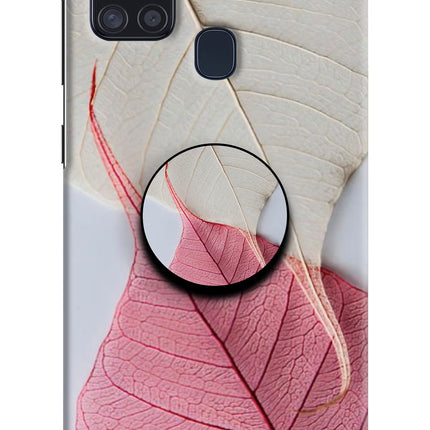 White Pink Leaf Samsung A21s Pop Case by Casekaro