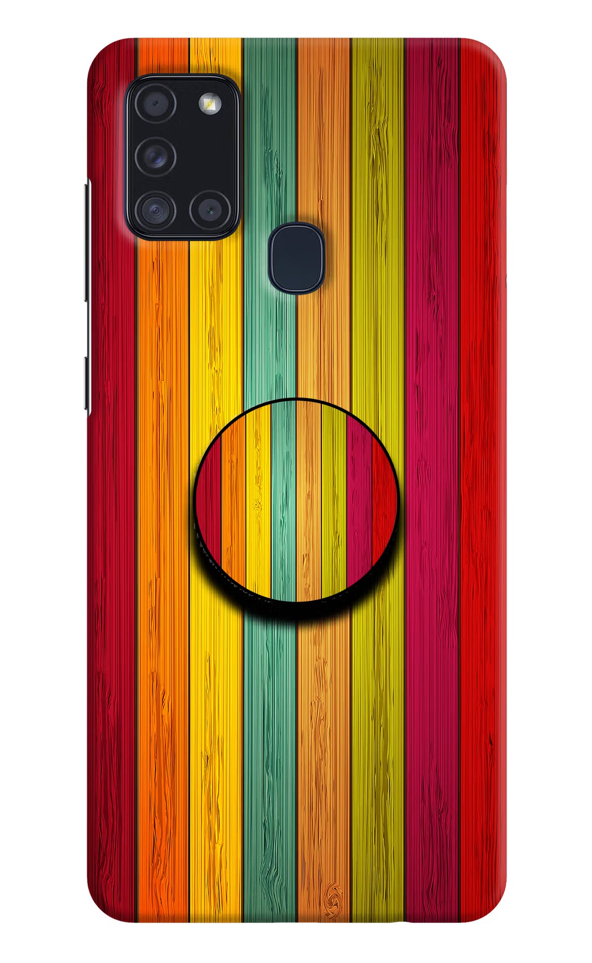 Multicolor Wooden Samsung A21s Pop Case by Casekaro