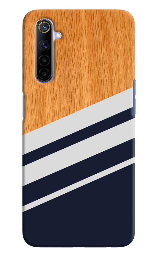 Blue and white wooden Realme 6/6i Hard Case Back Cover by Casekaro