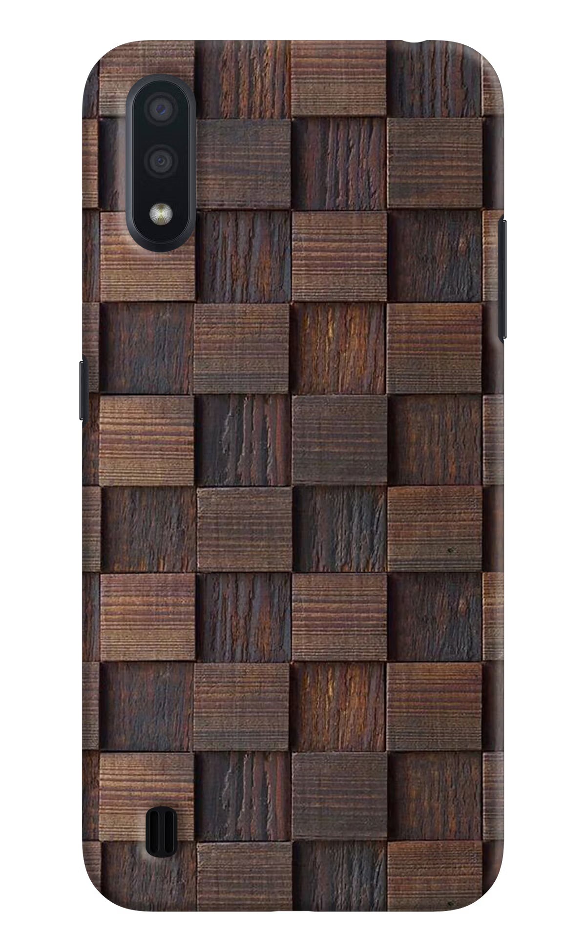 Wooden Cube Design Samsung M01 Hard Case Back Cover by Casekaro