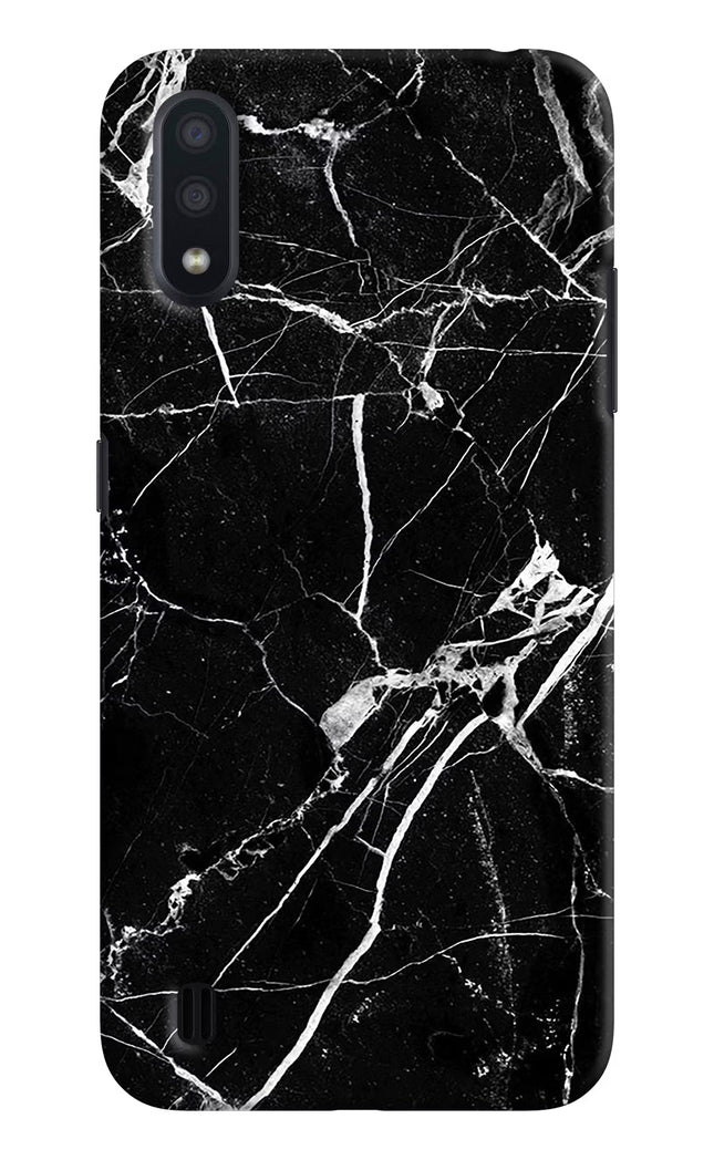 Black Marble Pattern Samsung M01 Hard Case Back Cover by Casekaro
