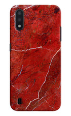 Red Marble Design Samsung M01 Hard Case Back Cover by Casekaro