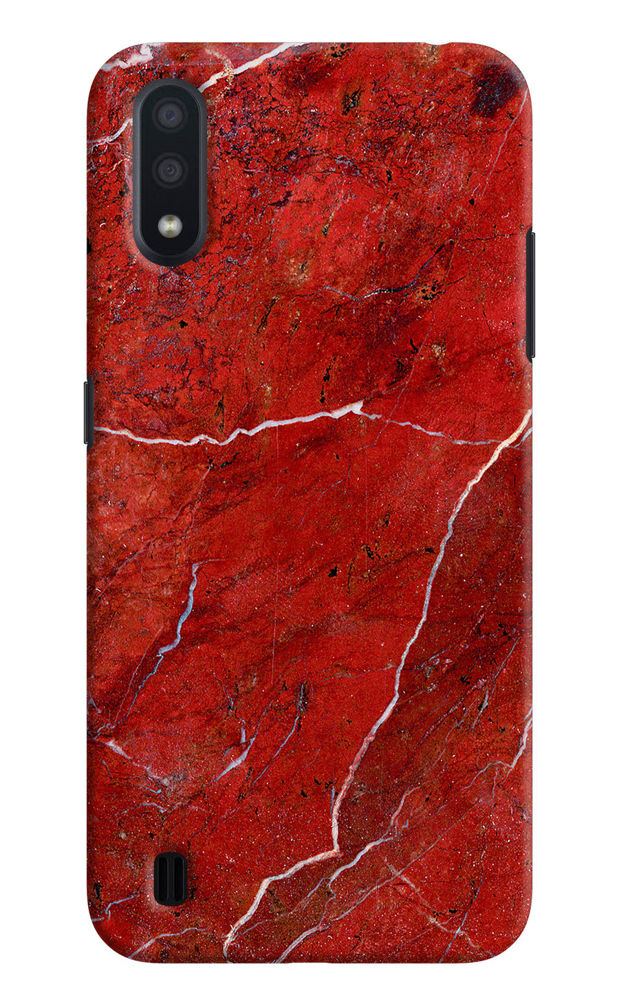 Red Marble Design Samsung M01 Back Cover, Hard case
