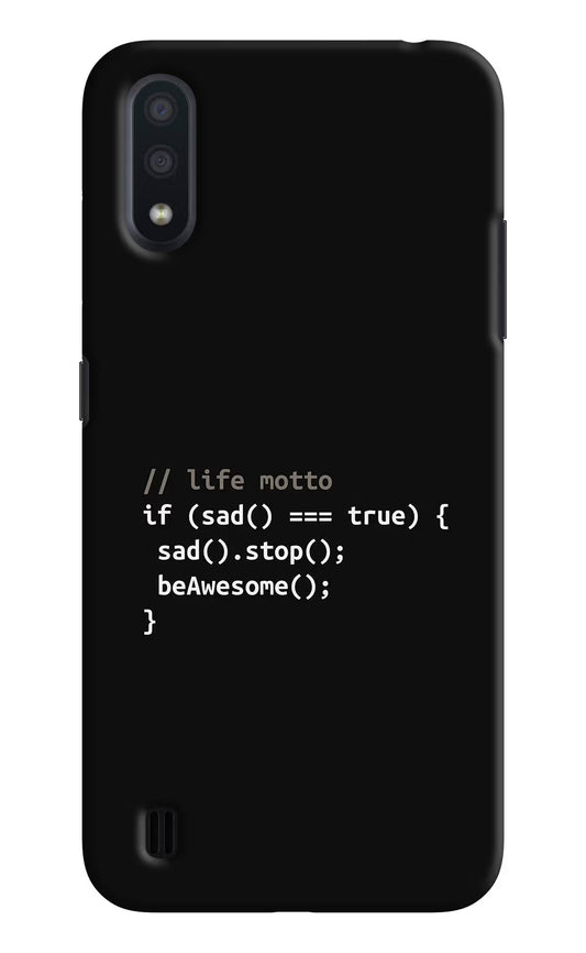Life Motto Code Samsung M01 Hard Case Back Cover by Casekaro